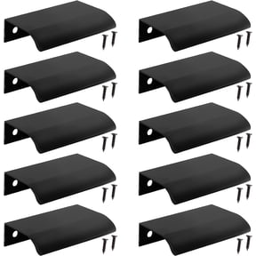 NOGIS 10Pcs Modern Finger Edge Pulls, 80mm/ 3.15inch Aluminum Hidden Tab Pull Handles Black Concealed Finger Drawer Handles for Cabinet, Kitchen, Closet, Wardrobe, Door