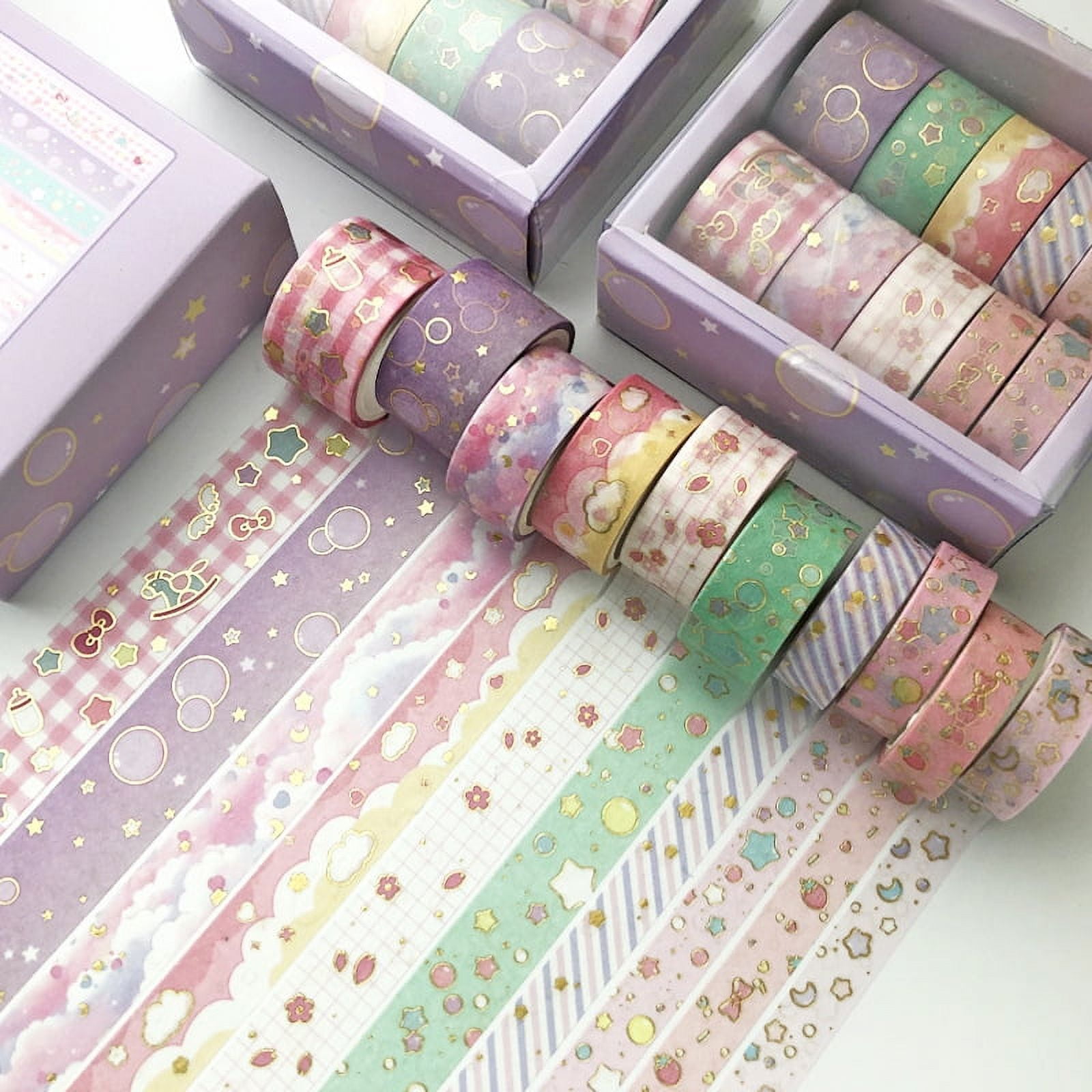 Nogis 10ROLLS Gold Foil Washi Tape, Pastel Decorative Masking Tape for Gift WrappingsPink, Size: 0.78 x 0.23