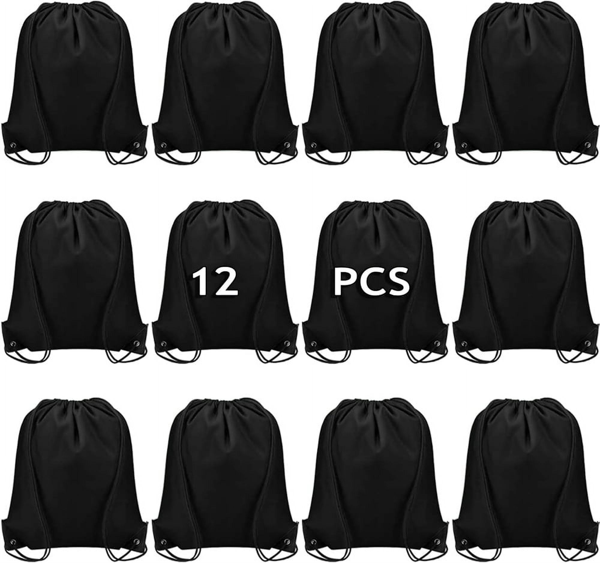 NOGIS 12 PCS Drawstring Backpack Bulk Draw String Bags Cinch Sack for Gym Yoga Shopping Sports Hiking or Gifts for Women and Men Black 12Pack Walmart