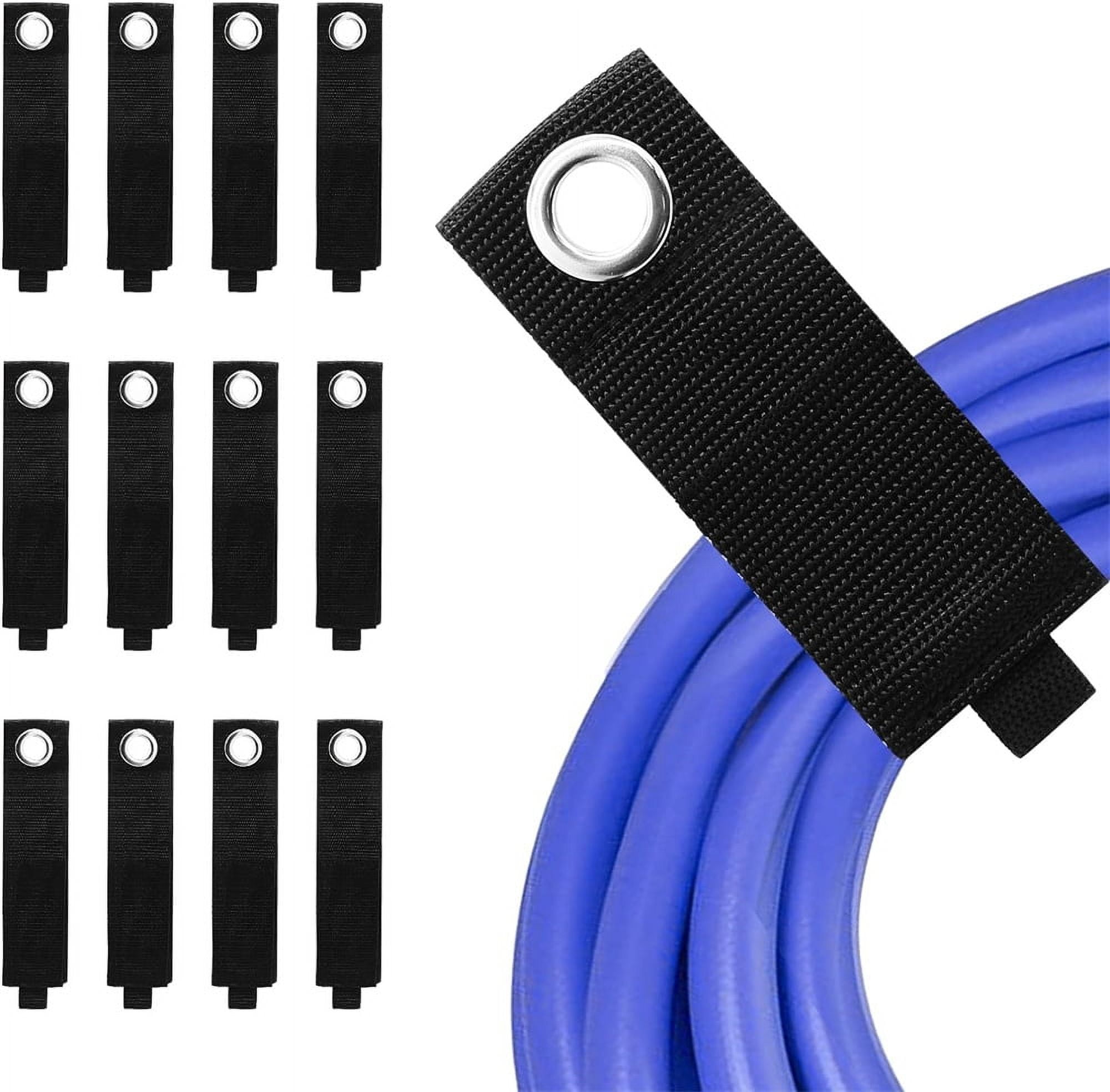 NOGIS 12 PCS Extension Cord Holder, Extension Cord Strap, Cable Organizer Straps for Cords Hoses, Heavy Duty Cord Wrap Keeper with Grommet for Hanging, Suitable for Cords, Hoses, Rope, RV