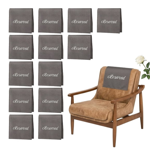 NOGIS 12 Pack 22 Inch Reserved Chair Signs Church Pew Reserved Sign Reserved Seating Signs Reserved Cloths Placeholder for Wedding Meeting Event Party Celebration, Gray