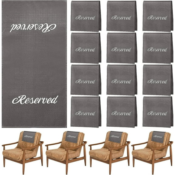 NOGIS 12 Pack 22 Inch Reserved Chair Signs Church Pew Reserved Sign Reserved Seating Signs Reserved Cloths Placeholder for Wedding Meeting Event Party Celebration, Gray