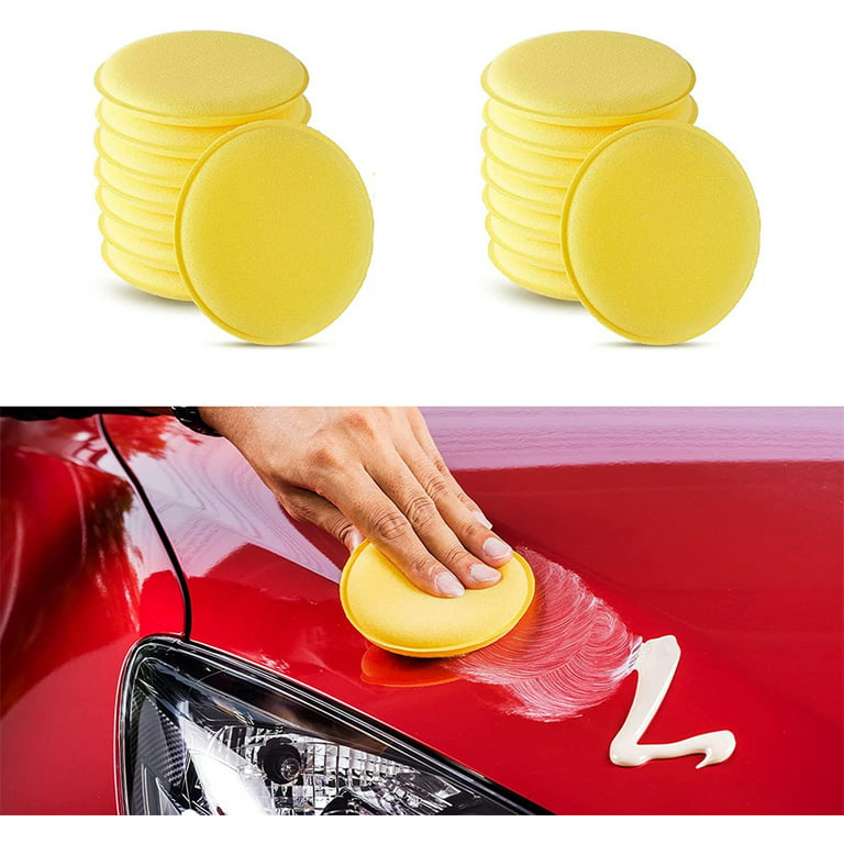 JTWEEN 12Pcs Car Wax Applicator Pads Round Shaped Sponge Car Sponge  Polishing Pads Yellow Wax Foam Applicator Pad Soft Car Polishing Sponge  Cleaning Tool 