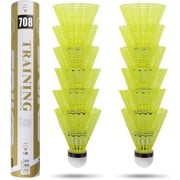 Artrylin 12-Pack Advanced Nylon Feather Shuttlecocks,High Speed Badminton Balls Yellow,Nylon with Great Stability and Durability,Indoor Outdoor Sports Hight Speed Training Badminton Birdies