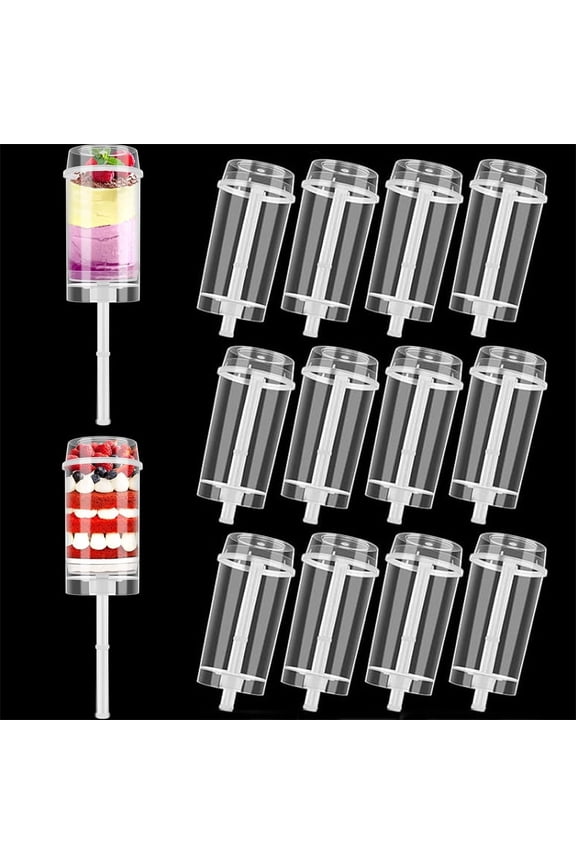 12 Pack Cake Push Pop Containers with Lids, Reusable Cake Push Pops, Muti-purpose Push Pop Cake Containers, Plastic Cake Push-up Pop Shooter for Cupcake, Homemade Ice Cream,Desserts
