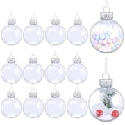 NOGIS 12 Pack Clear Plastic Christmas Ornaments Balls,3.15 inch Ornament Discs,Round Clear Plastic Fillable Ornament Christmas Ball for Crafts,Christmas,Wedding,Party,Christmas Tree Round