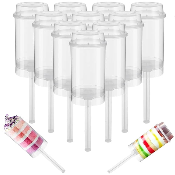 NOGIS 12 Pack Push Cake up Pop Containers with Lids, Cake Pop Shooter, Mess-free Plastic Jelly Ice Cream Cupcake Push up Pop Containers for Wedding Birthday Party Dessert Table