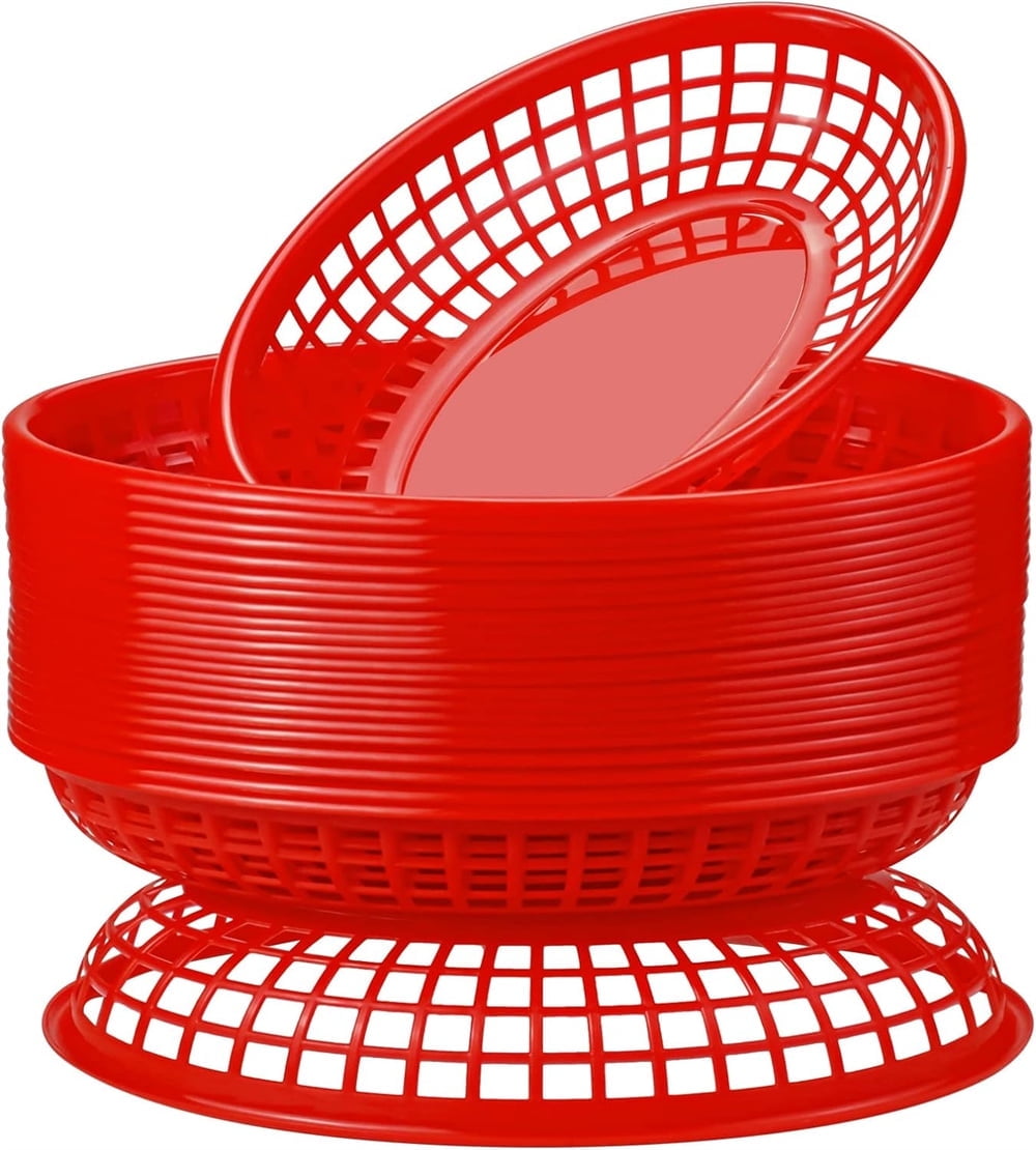 NOGIS 12 Pack Red Fast Food Basket 8 9 X 5 6 X 1 5 Inch Elliptic Bread nogis-12-pack-red-fast-food-basket-8-9-x-5-6-x-1-5-inch-elliptic-bread