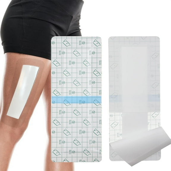 NOGIS 12 Pack Waterproof Knee Replacement Surgery Adhesive Bandages Hip Surgery Shower Protector Cover Long Post Surgical Incision Wounds Island Dressing Bordered Gauze 4"x10"