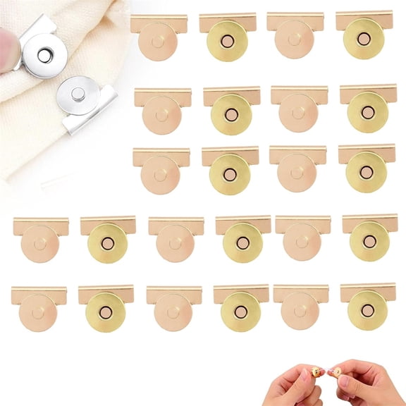 NOGIS 12 Pair Snap Buttons Metal Seamless Magnetic Buckle Clasp, No-Sewing Clip Closures, Magnetic Purse Closure, Suitable for Bags, Clothing, Crafts, DIY Accessories (Gold)
