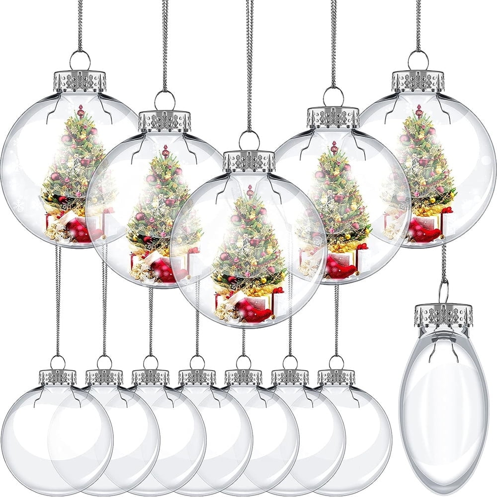 NOGIS 12 PCS 3.15 Inch Clear Ornaments Balls, Christmas DIY Fillable Ball Transparent Ball Baubles Crafts for Party Favor Wedding Christmas Birthday Home Decor