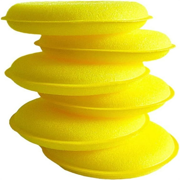 NOGIS 12 Pcs 4 Inch Wax Foam Applicator Pad, Microfiber Detailing Car Polishing Waxing Sponge, Polyurethane Waxing Sponge, Cleaning Car Round Shaped Pressing Foam Sponge Cleaning Tool (Yellow)