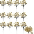 thumbnail image 1 of NOGIS 12 Pcs Christmas Glitter Berries Stems, 11.4 Inch Artificial Christmas Tree Picks for Christmas Tree Decorations Ornaments DIY Crafts Vases Holiday Wedding Home Xmas Decor (Gold), 1 of 7