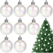 NOGIS 12 Pcs DIY Christmas Iridescent Ornaments Balls, 1.2 Inch Clear Plastic Rainbow Bubbles Hanging Filled Ornaments, Iridescent Xmas Tree Decor for Christmas, Halloween, Birthday, Wedding