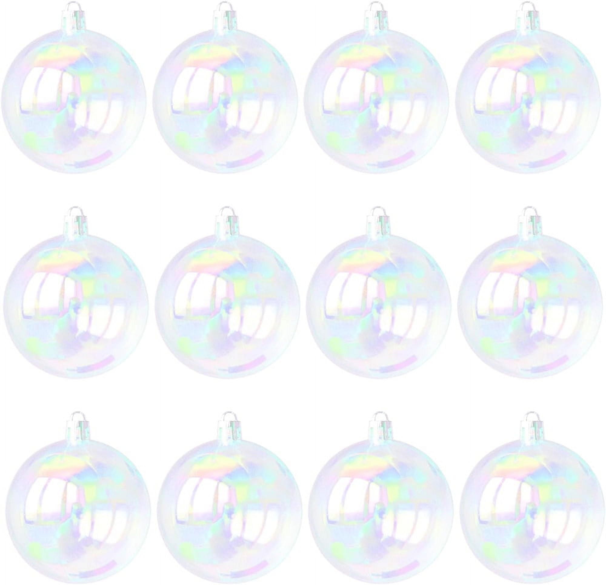 NOGIS 12 Pcs Iridescent Christmas Ornaments Balls Plastic Iridescent Ornaments Decorative Hanging Ornaments for Xmas Tree Wedding Party Decorations (Clear, 1.2 Inch)