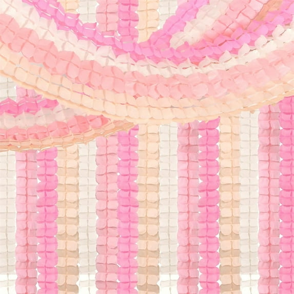 NOGIS 12 Pcs Pink-White Peach Party-Decorations Streamers Garland - 118Ft Four-Leaf Clover Hanging Banner,Wedding Girl Birthday Baby Bridal Shower Engagement Bachelorette Decor Hugtmr