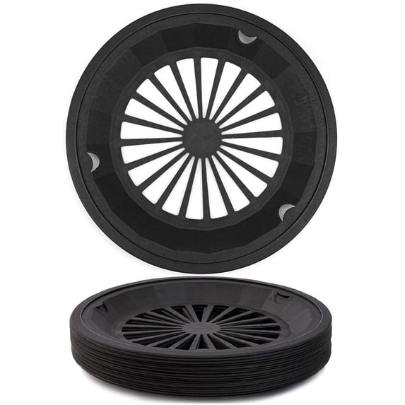 NOGIS 12 Pcs Plastic Paper Plate Holders 10 Inch Reusable Paper Plate Holders Round Plate Holder Black Colors Paper Plate Dispenser with Snap in Grooves for 9 Inch Paper Plates Party (Black)