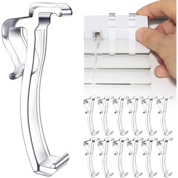 NOGIS 12 Pcs Valance Clips for Blinds, 2.5 Inch Valance Clips, Clear Plastic Valance Clips, Hidden Valance Clips for Horizontal Blind Valance (Style C)