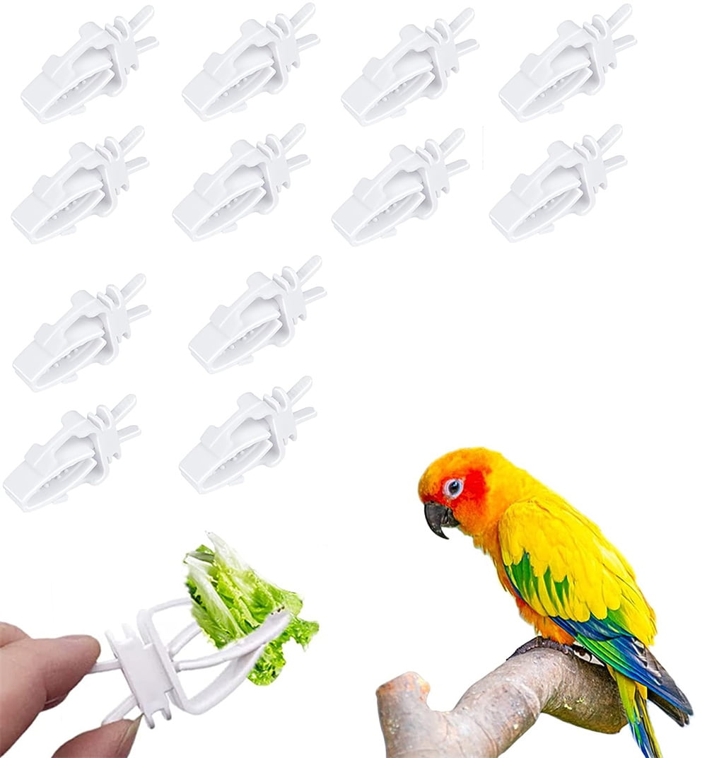 NOGIS 12 Pieces Bird Cage Clips Bird Cage Food Holder Bird Cage Clips