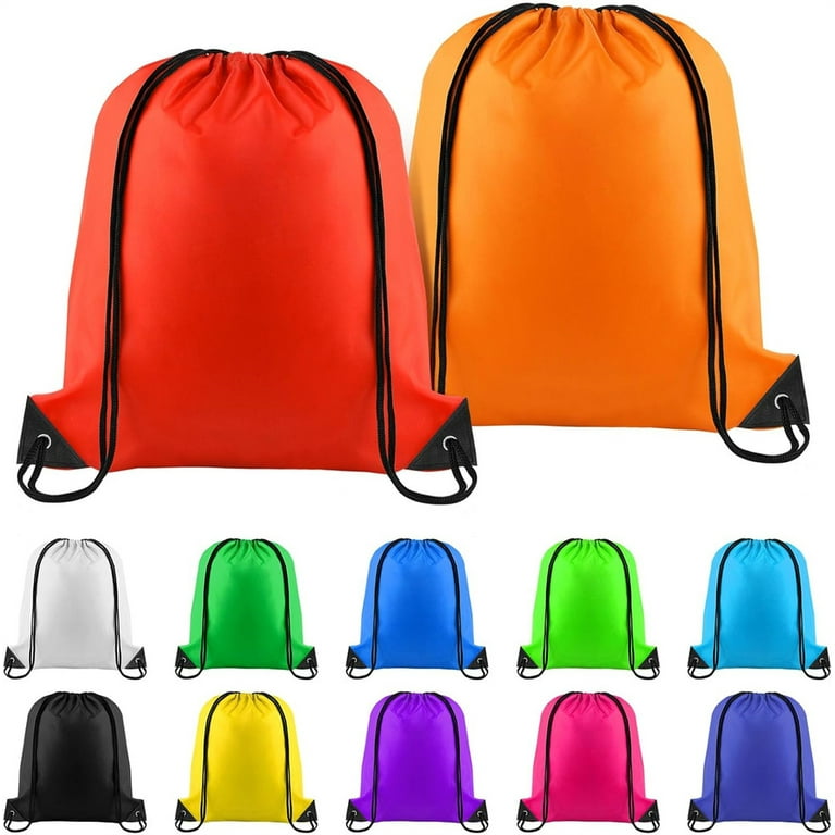 NOGIS 12 Pieces Drawstring Backpack Bulk 12 Colors DIY Drawstring Bags Nylon Draw String Sport Bag Tote Sackpack Sports Bag for Boys Girls Women Men
