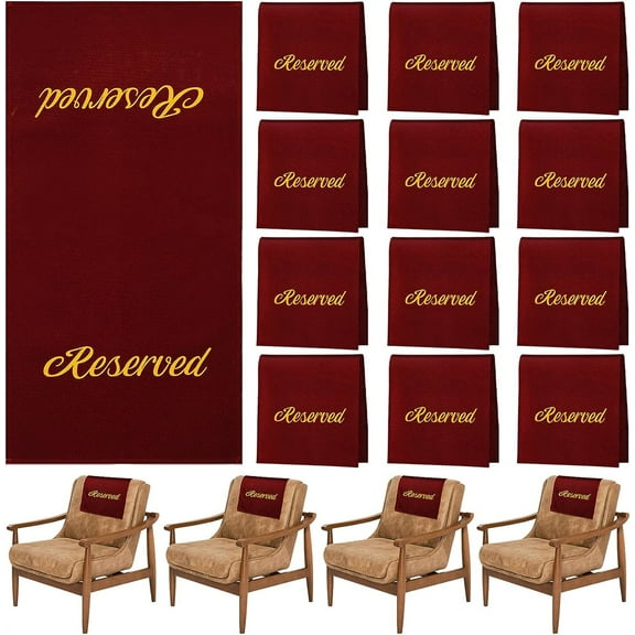 NOGIS 12 Pieces Reserved Signs for Pews Reserved Pew Cloths 22 Inch Reserved Seating Signs Placeholder for Church Pew Seats Wedding Seating Decoration Church Event (Wine Red)