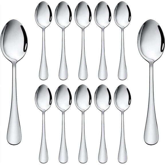 NOGIS 12 Pieces Tea Spoons Set, 6.7 Inches Stainless Steel Teaspoons Silverware, Coffee Spoons, Small Mirror Polished, Dishwasher Safe, Silver For Home, Restaurant
