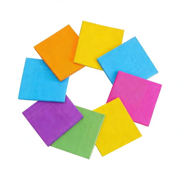NOGIS 120 Pcs Multicolor Lunch Napkins Disposable Rainbow Party Supplies Neon Pastel Paper Cocktail Beverage Napkins 2 Ply for Birthday Pride Fiesta, 10x10 Inch