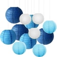 thumbnail image 1 of NOGIS 12PCS Paper Lanterns with Assorted Colors and Sizes Paper Lanterns Decorative,Chinese/Japanese Paper Hanging Decorations Ball Lanterns Lamps for Home Decor, Parties, and Weddings (Blue), 1 of 7