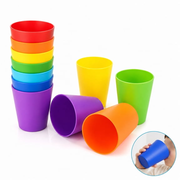 12Pack Unbreakable Plastic Cups for Kids, NOGIS 5.6 oz Reusable Plastic Cups Plastic Tumblers Cups Stackable Drinking Cups for Kids & Toddlers Bright Colored- Dishwasher Safe (Random Color)