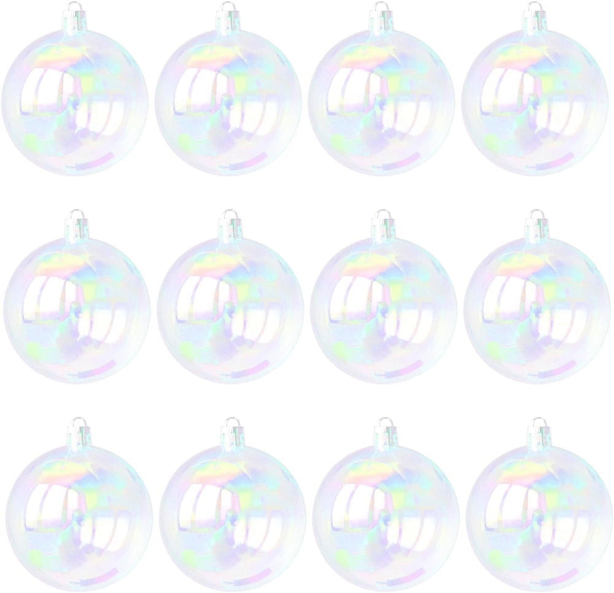 NOGIS 12Pcs Christmas Iridescent Ornaments Balls, 2Inch Plastic Clear Ornaments Clear Bulbs Ornaments for Crafts, Clear Ornament Balls for Christmas Tree Wedding Birthday Party Decor