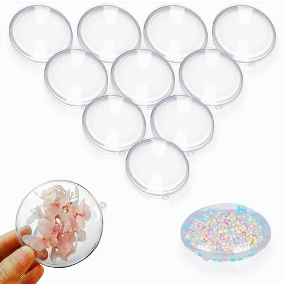 NOGIS 12Pcs Clear Christmas Flat Ball Ornaments, Fillable Ornaments Balls for Christmas, Wedding, Party, Home Decor (7 cm/2.76inch)