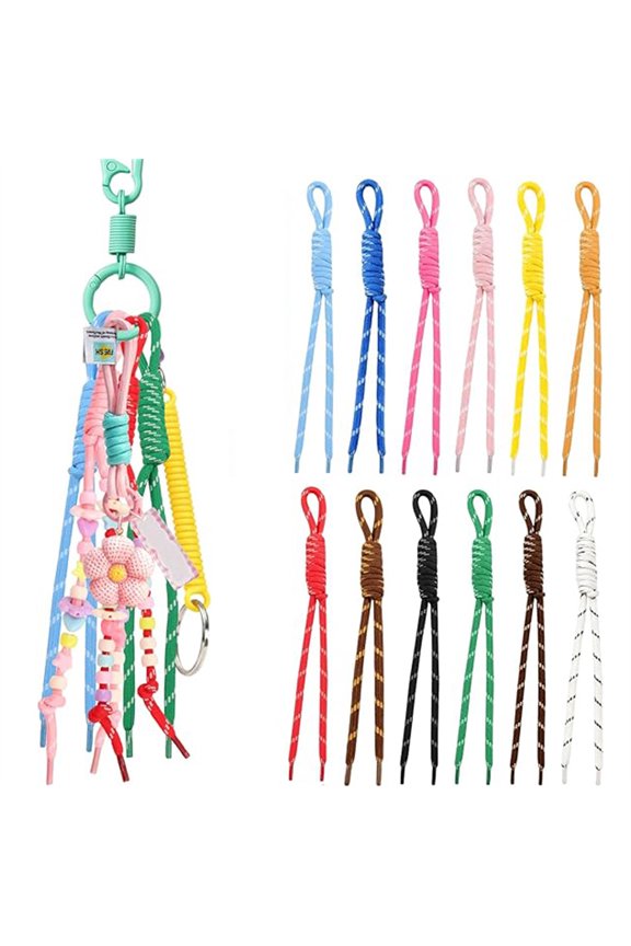 12Pcs Paracord Charm Bag Keychain Accessories, Braided Rope Keychain, Lightweight Bag Charms for Women, Fashionable Backpack & Gym Bag Accessories, Gift Ideas, Random Color