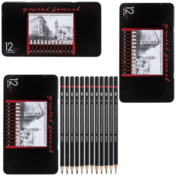 NOGIS 12pcs Sketch Pencil 3 Set 8B, 7B, 6B, 5B, 4B, 3B, 2B, B, HB, F, H, 2H, Ideal For Drawing Art, Sketching, Shading, Artist Pencils For Beginners & Pro Art