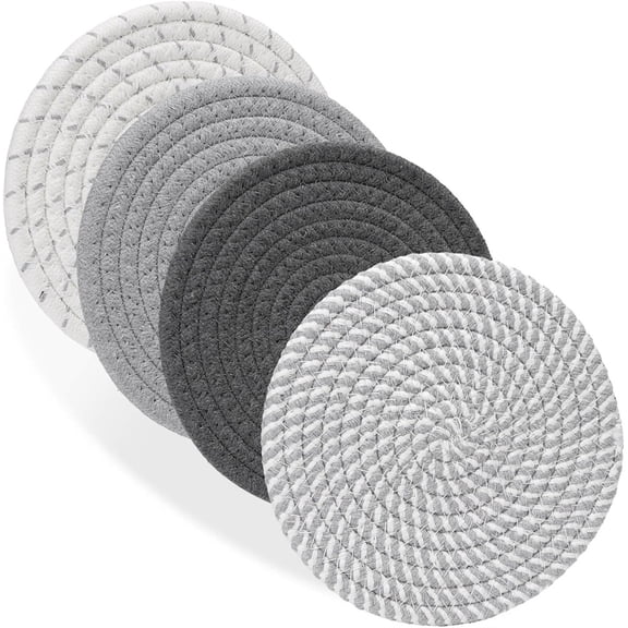 NOGIS 13" Trivets for Hot Dishes, Hot pots and Pans, 4 Heat Resistant Hot Pads, Pot Holders for Kitchen, Home Essentials for New Home and Farmhouse Decor, Fall Decorations for Home(Gray)