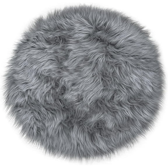 15.7 inches Mini Round Rug, Mini Rug Furry Rug Round Cushion for Chair, NOGIS Furry Rug for Nail Desk, Shaggy Circular Rug Plush Rug-Gray