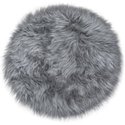 15.7 inches Mini Round Rug, Mini Rug Furry Rug Round Cushion for Chair, NOGIS Furry Rug for Nail Desk, Shaggy Circular Rug Plush Rug-Gray