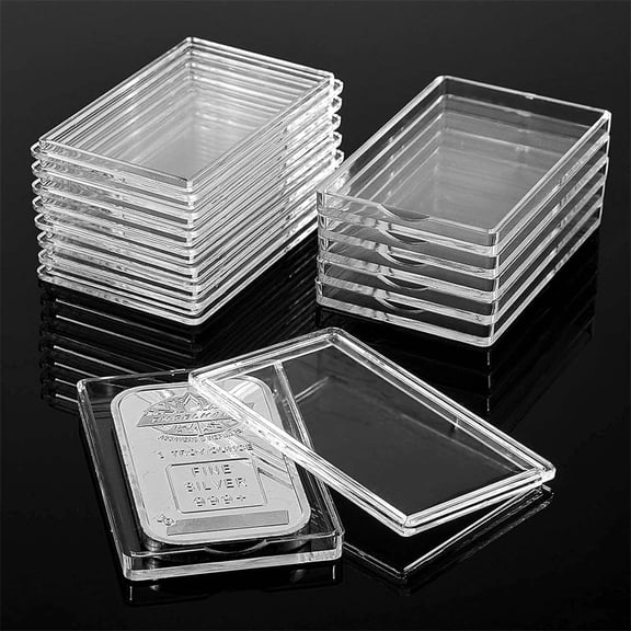 NOGIS 15 Pcs 1 oz Silver Bar Case 1 oz Silver Bar Storage Box Clear Silver Bar Holder Acrylic Storage Container Fit Silver Bar Box for 1 oz Silver Bar 1 Ounce Bar