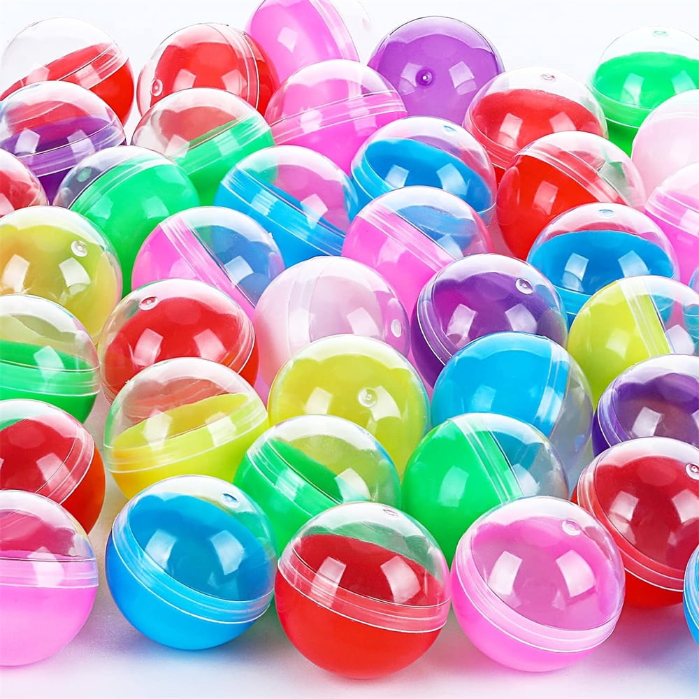 NOGIS 150 Pcs Gumball Vending Machine Capsules Empty Clear Colored Round Capsules Random Colors Plastic Containers Toy Capsules for Prizes Party Favors (1.1 Inch)