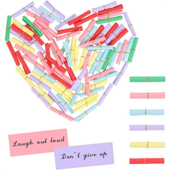 NOGIS 150 Pieces Colorful Scroll Paper Mini Message In a Bottle Message Scrolls Mini Lucky Wishing Paper Rolls for Birthday, Anniversary, Valentine
