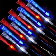 NOGIS 15Pcs Independence Day Glow Fiber Wands Sticks LED Light Wands Fiber Optic Wand Colorful Lights Up Wand Glow Stick Wand Glow Flashing Wand with Built in Button Battery, 14 Inch,3 Colors