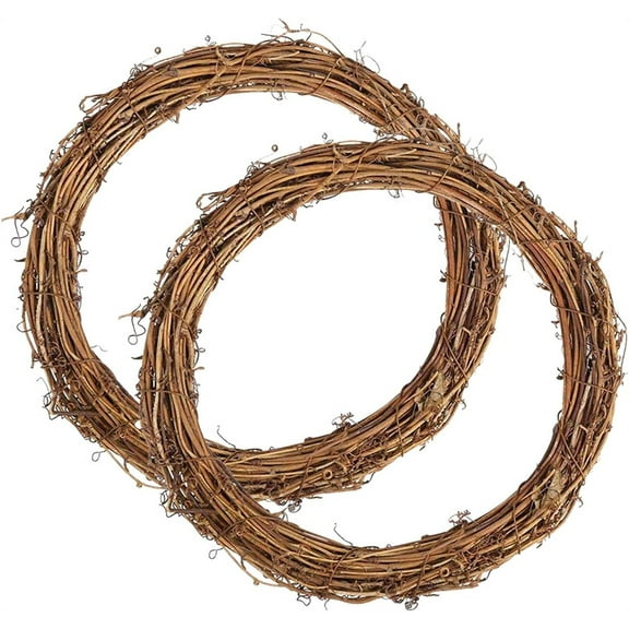 NOGIS 16 Inch Grapevine Wreath, 2 Pcs Rattan Branch Wreath Frame Plaim Wreaths for DIY Decorating Front Door Wreaths Making Supplies for Christmas Wedding Holiday Wall Decor