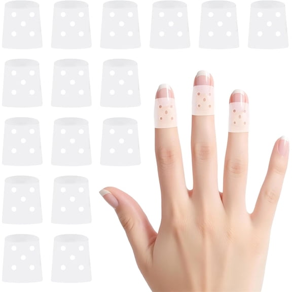 NOGIS 16 Pcs Finger Cots with Air Holes, Finger Protectors Finger/Covers, Breathable Finger Covers for Protectors for Wound, Finger Cracking, Trigger Finger Arthritis Pain Relief