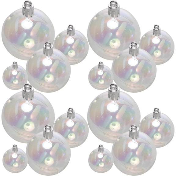 NOGIS 16Pcs Christmas Iridescent Ornaments Balls Christmas Decorative Hanging Ornaments DIY Clear Christmas Ball Ornaments for Xmas Party Birthday Wedding Decor(4 Size)