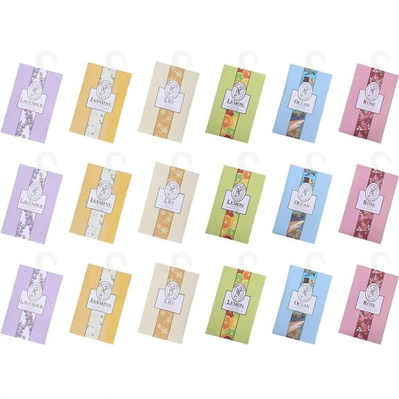 NOGIS 18 Pack Closet Air Freshener, Flower Scented Sachets Bags for Drawer and Closet, Fresh Scents Freshener with Hanger, Hanging Closet Deodorizer Air Freshener