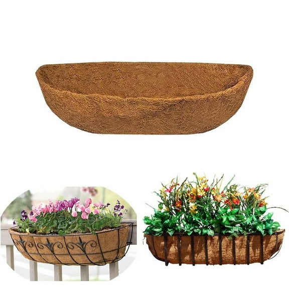 NOGIS 1Pcs 30 inch Trough Coco Liners for Wall Basket, Replaceable Coconut Fiber Plant Basket Liner for Plant Hanging Basket, Garden Flower Vegetables Pot