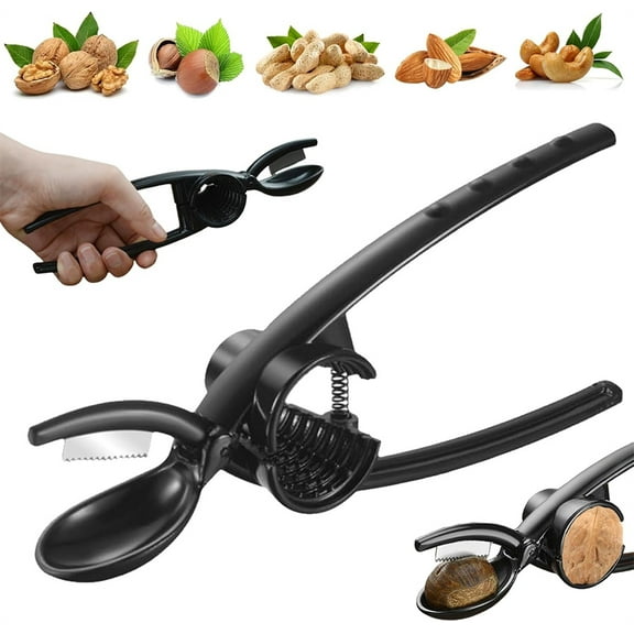 NOGIS 2 in 1 Chestnut Nut Sheller Cracker,Heavy Duty Tool for Black Walnut,Aluminum Alloy Plier Open Clip for All Nuts, Lobster Crab,Hazelnut Pecan Nut Cutter Kitchen Nutcracker Quick (Black)