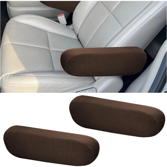 NOGIS 2 PCS Car Front Seat Armrest Covers, Elastic Fabric Auto Seat Armrest Protectors, Universal Seat Arm Rest Cover Replacement, Vehicle Interior Decor Accessories (Brown)