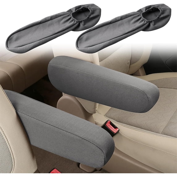 NOGIS 2 PCS Car Front Seat Armrest Covers, Elastic Fabric Stretch Car Seat Armrest Protectors, Soft Front Seat Armrest Cover Replacement, Universal Vehicle Accessories for Cars (Gray)