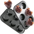 thumbnail image 1 of NOGIS 2 PCS Non-Stick Round 6-Cup Standard Muffin Baking Pan Set Carbon Steel Cupcake Pan Muffin Tin Perfect for Making Muffins or Cupcakes, Black, 1 of 7