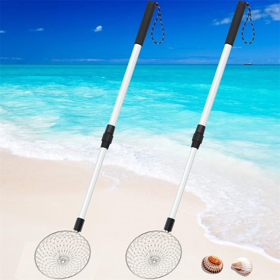 NOGIS 2 Pack Beach Sand Sifter Shark Tooth Sifter and Scoop Shell Scooper for Beach Scoop Shovel Sifter Tool for Shell Sifter Collect Beach Treasure and Rock Hunting